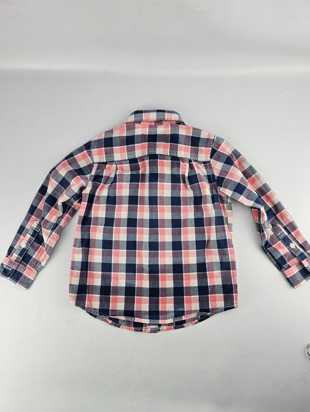 The Children's Place Toddler Boys Pink Blue Plaid Poplin Button Down Shirt 3T